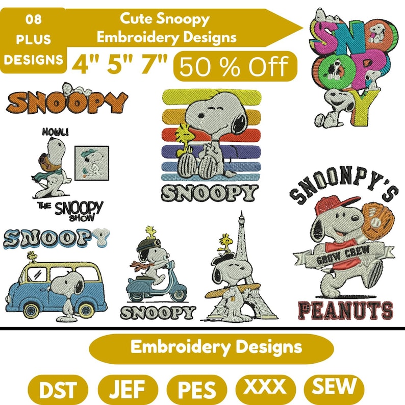 Cute Snoopy Machine Embroidery Design Snoopy With Driving Embroidery ...