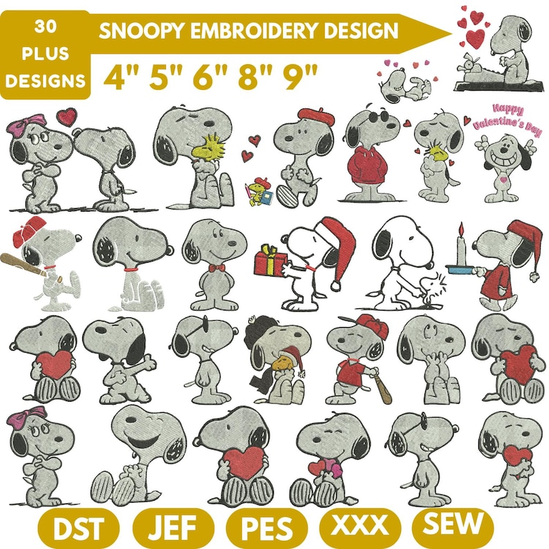 Snoopy Fall Embroidery Design Bundle: Dog & Woodstock, PES File - Etsy