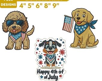 Patriotic Dog Machine Embroidery Designs American Puppy Flag Dog Embroidery Fourth Of July Lab Embroidery Designs Retriver 3+Sizes Downloads