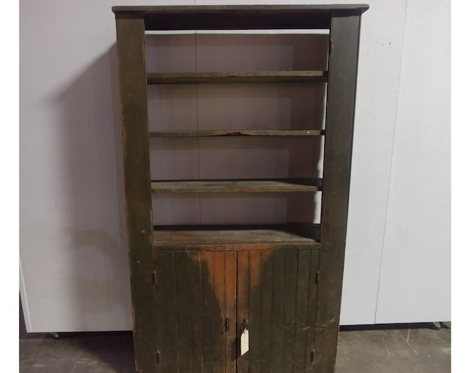 1800'S GREEN PAINT CUPBOARD # 180849 Shipping is not free please conatct us before purchase Thanks