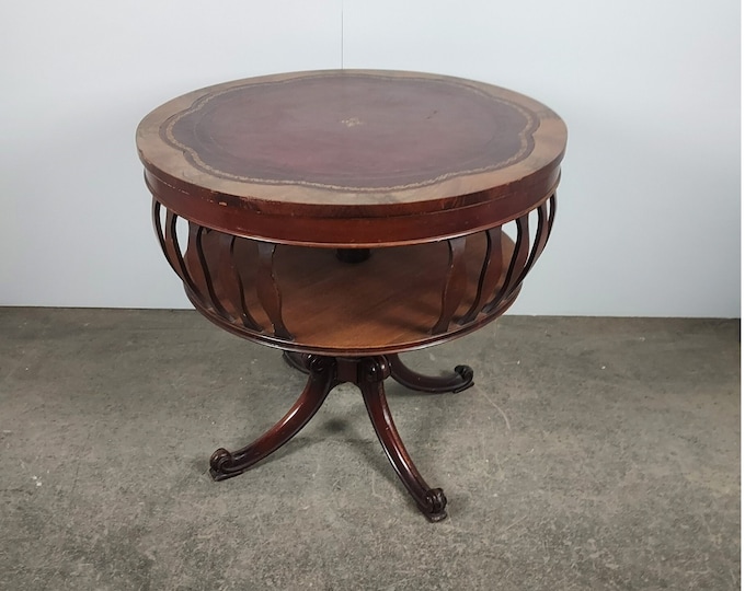 1940'S LEATHER TOP TABLE #17590 Shipping is not free please conatct us before purchase Thanks