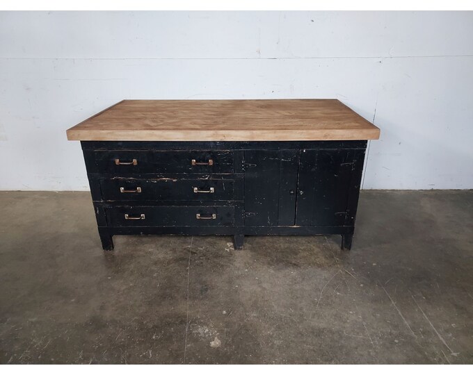 1900,s Work Table With Three Large Drawers And Lower Cabinet # 193456 Shipping is not free please conatct us before purchase Thanks