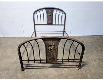 1940,s Paint Decorated Metal Bed # 198659 Shipping is not a 1.00 Shipping is not free please contact us before purchase Thanks