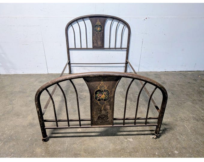 1940,s Paint Decorated Metal Bed # 198659 Shipping is not a 1.00 Shipping is not free please contact us before purchase Thanks