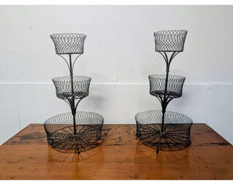 Pair Of 1900,s Three Tier French Iron Stands # 199414 Shipping is not a 1.00 Shipping is not free please contact us before purchase Thanks