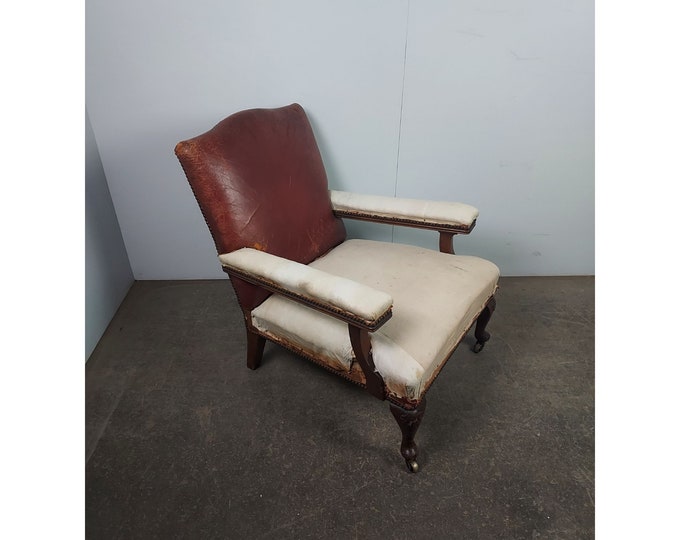 Unusal Mid 1800,s Deconstructed Leather Arm Chair # 192675 Shipping is not free please conatct us before purchase Thanks