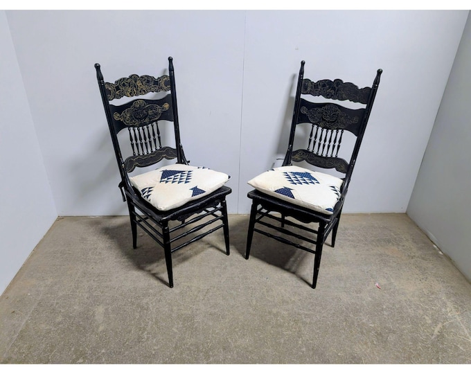 Pair Of 1900,s Spindle Back Side Chairs # 200380 Shipping is not a 1.00 Shipping is not free please contact us before purchase Thanks