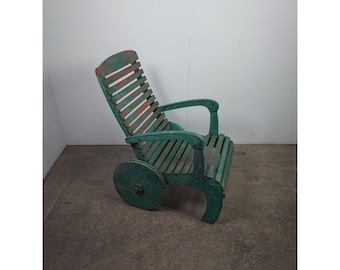 Wonderful 1930,s Slatted Chair With Wheels # 194568 Shipping is not free please conatct us before purchase Thanks