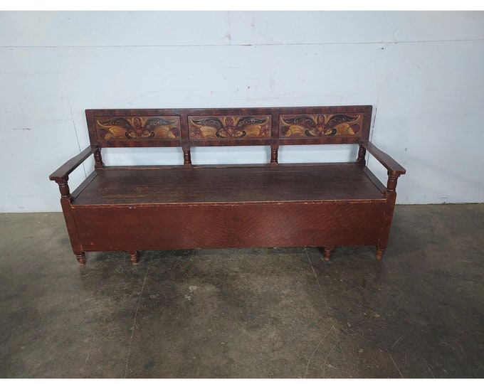 1800's American Faux Painted Bench # 17473  Please ask for a shipping quote before purchase shipping is not free . Thanks