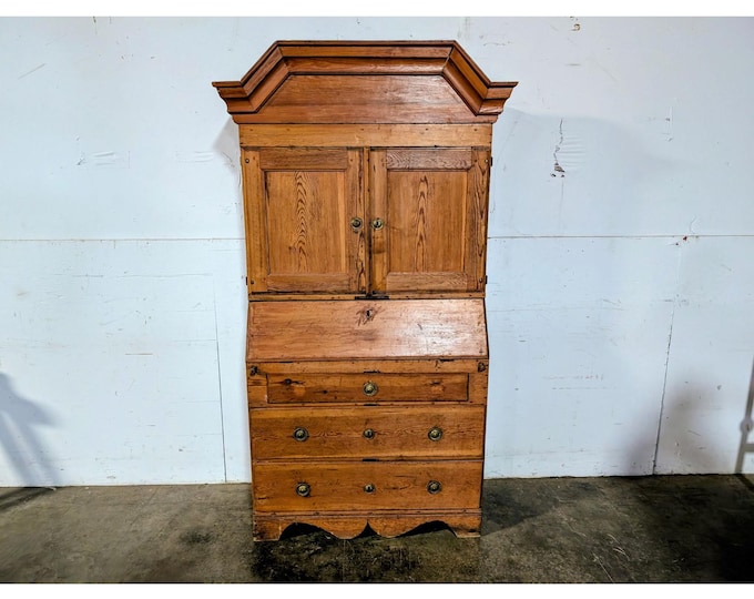 Unique 1830,,s Pine Desl With Three Lower Drawers Drop Front Desk # 197755 Shipping is not a 1.00 Shipping is not free