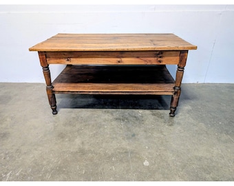 Mid 1800,s Two Tier Oak And Pine Work Table # 201405 Shipping is not a 1.00 Shipping is not free please contact us before purchase Thanks