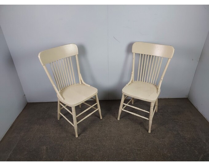 Pair Of 1900,s Spindle Back Side Chairs # 195070 Shipping is not a 1.00 Shipping is not free please contact us before purchase Thanks