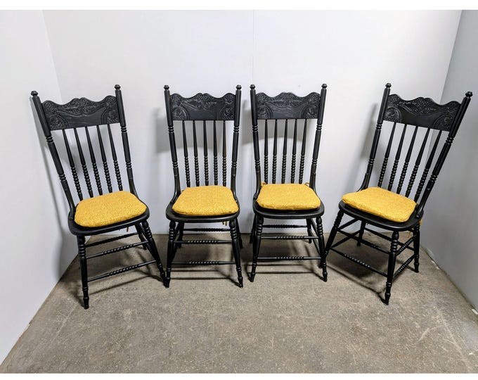 Set Of Four 1920,s Oak Painted Spindle Back Chairs # 200954 Shipping is not a 1.00 Shipping is not free please contact us before purchase