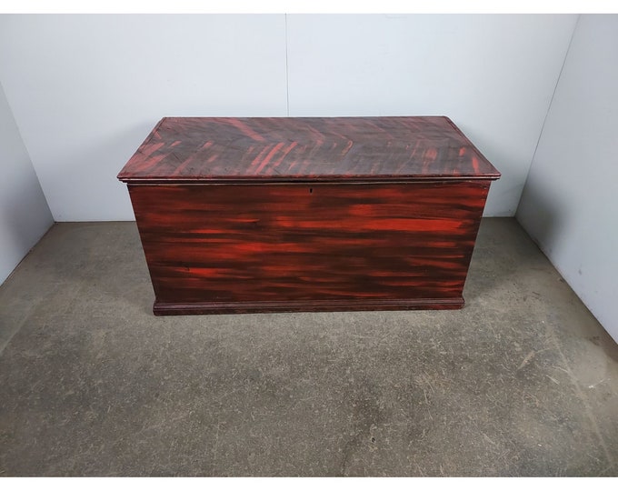 Mid 1800,s Original Feather Painted Flip Top Trunk # 193165 Shipping is not a 1.00 Shipping is not free please contact us before purchase