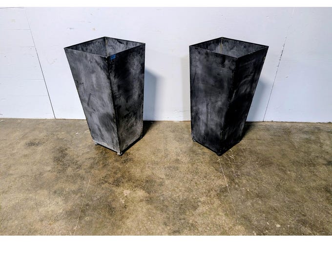 Pair Of Tall Zinc Planters On Feet # 200496 Shipping is not a 1.00 Shipping is not free please contact us before purchase Thanks