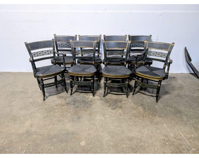 Rare Find Set Of Eight 1770,s Rush Seat Chairs # 201347 Shipping is not a 1.00 Shipping is not free please contact us before purchase Thanks