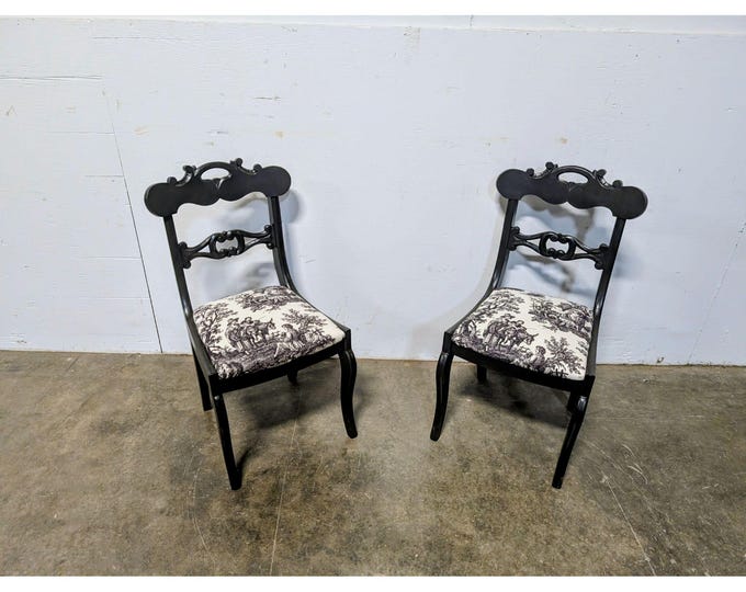 Pair Of 1920's Painted Mahogany Chairs # 201545 Shipping is not a 1.00 Shipping is not free please contact us before purchase Thanks