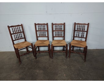 Set Of Four Mid 1800,s Lancaster Spindle Back Rush Seat Side Chairs # 194381 Shipping is not free please conatct us before purchase Thanks