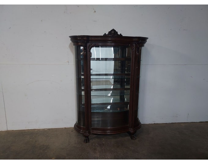 1880,s Dark Oak Curved Glass Cabinet # 192740 Shipping is not free please conatct us before purchase Thanks