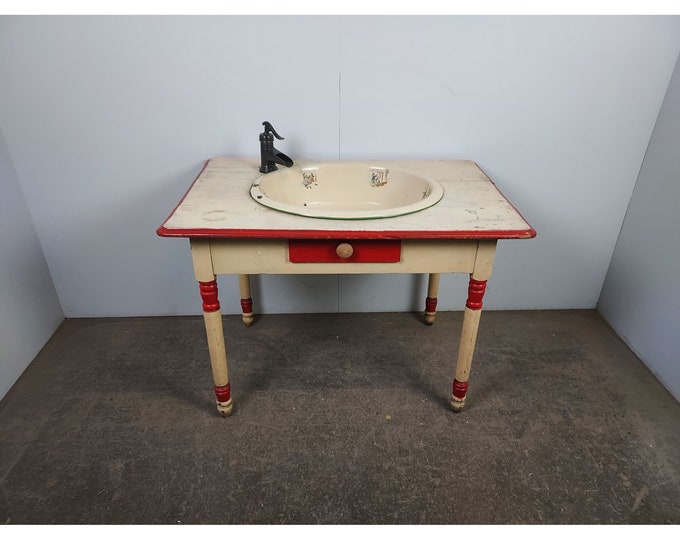 1800,s One Drawer Table With An Added Vintage Sink # 192411 Shipping is not a 1.00 Shipping is not free please contact us before purchase