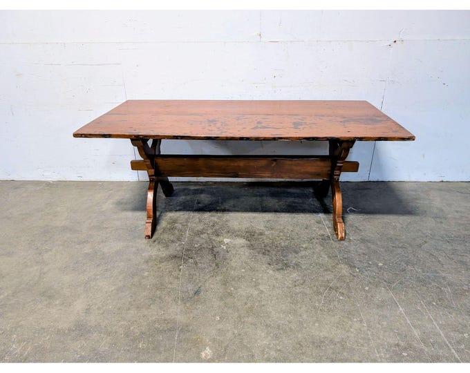 An Outstanding Mid 1800,s Two Board Saw Buck Farm Table # 198897 Shipping is not a 1.00 Shipping is not free please