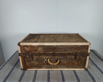 Vintage Indestructo Victorian Domed Wardrobe Steamer Trunk