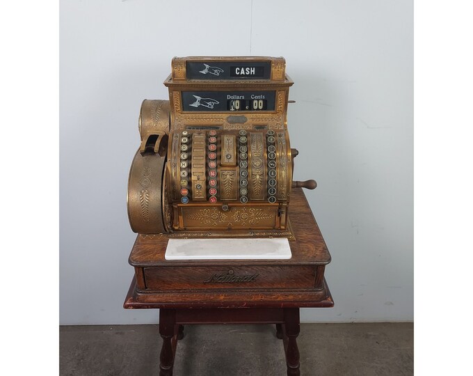 1900,s Brass And Oak National Cash Register # 194392 Shipping is not free please conatct us before purchase Thanks