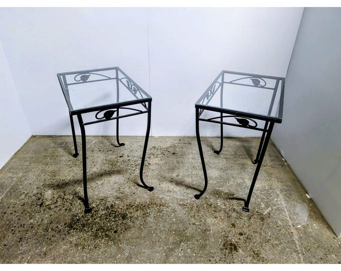 Pair Of 1940,s Iron And Glass Tables # 200010 Shipping is not a 1.00 Shipping is not free please contact us before purchase Thanks