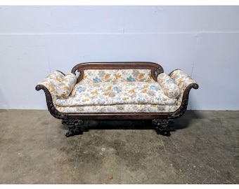 1820,S MAHOGANY FRAMED SETTEE # 199983 Shipping is not a 1.00 Shipping is not free please contact us before purchase Thanks