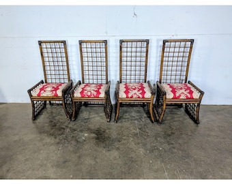 Set Of Four 1950,s High Back Rattan Chairs # 197624 Shipping is not a 1.00 Shipping is not free please contact us before purchase Thanks