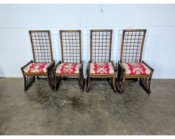 Set Of Four 1950,s High Back Rattan Chairs # 197624 Shipping is not a 1.00 Shipping is not free please contact us before purchase Thanks