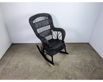 1940,s Black Painted Wicker Rocking Chair # 196599 Shipping is not a 1.00 Shipping is not free please contact us before purchase Thanks