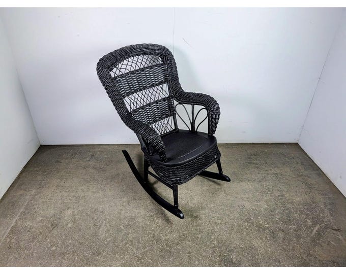 1940,s Black Painted Wicker Rocking Chair # 196599 Shipping is not a 1.00 Shipping is not free please contact us before purchase Thanks