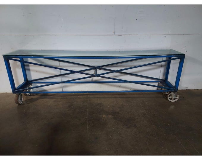 1950,s Metal Factory Table On Casters # 195304 Shipping is not a 1.00 Shipping is not free please contact us before purchase Thanks
