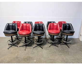 Set Of 10 1950,s Whiskey Barrel Bar Stools # 201493 Shipping is not a 1.00 Shipping is not free please contact us before purchase Thanks