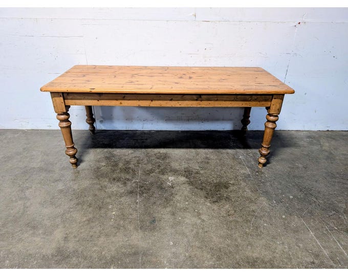 1880,s Turned Leg Hand Pegged Pine One Drawer Farm Harvest Table # 198642 Shipping is not a 1.00 Shipping is not free