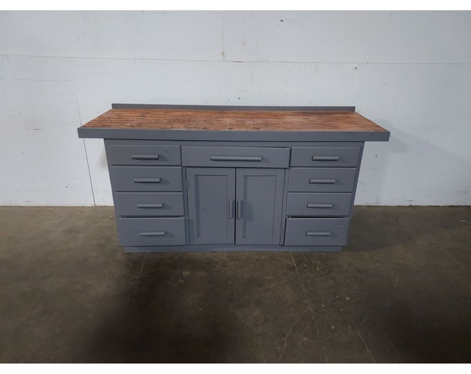 1900,s Nine Drawer Work Table With Two Door Lower Cabinet # 194449 Shipping is not free please conatct us before purchase Thanks