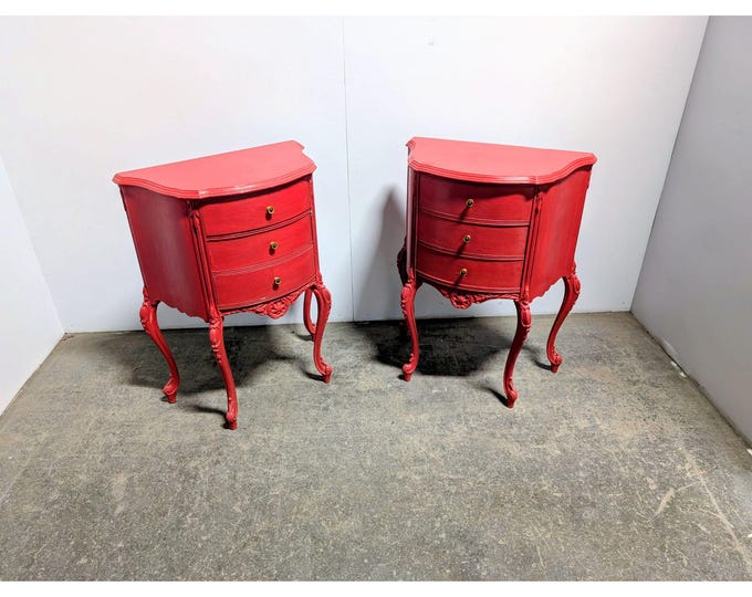 Pair Of 1920,s Three Drawer Tables # 200368 Shipping is not a 1.00 Shipping is not free please contact us before purchase Thanks
