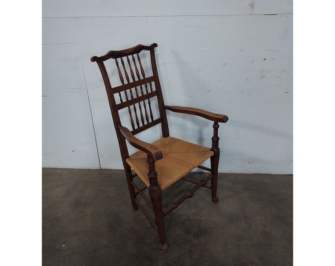 Mid 1800,s Lancaster Spindle Back Arm Chair With Rush Seat # 194385 Shipping is not free please conatct us before purchase Thanks