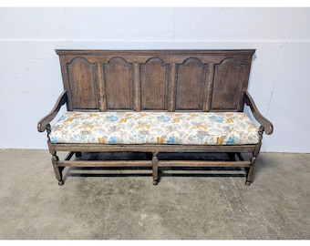 1830,s High Back Oak Bench # 199842 Shipping is not a 1.00 Shipping is not free please contact us before purchase Thanks