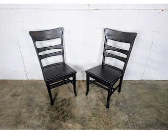 Pair Of Simple Black Painted Side Chairs # 197677 Shipping is not a 1.00 Shipping is not free please contact us before purchase Thanks