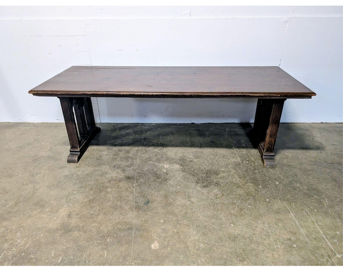 1890,s Double Pedestal Oak Monastery Style Table # 200678 Shipping is not a 1.00 Shipping is not free please contact us before purchase