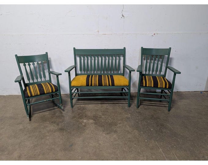 1940,s Three Piece Set Bench, Rocking Chair And Arm Chair # 198480 Shipping is not a 1.00 Shipping is not free