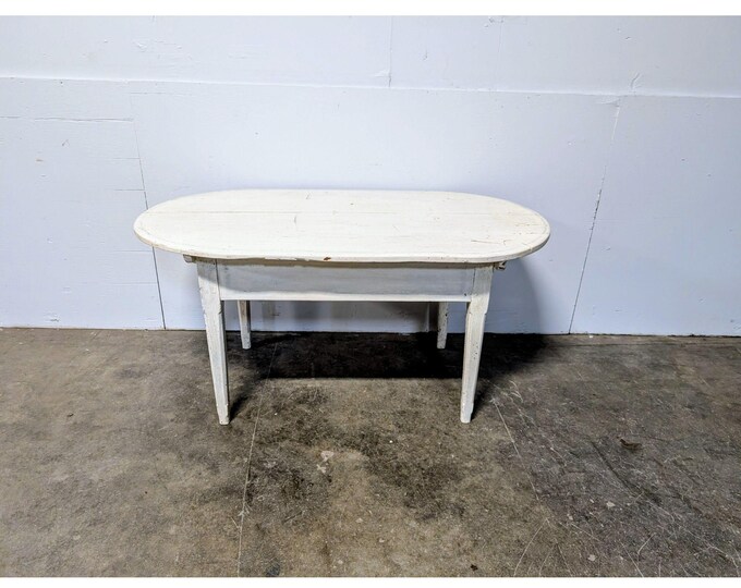 Mid 1800,s White Painted Oval Farm Table # 199561 Shipping is not a 1.00 Shipping is not free please contact us before purchase Thanks