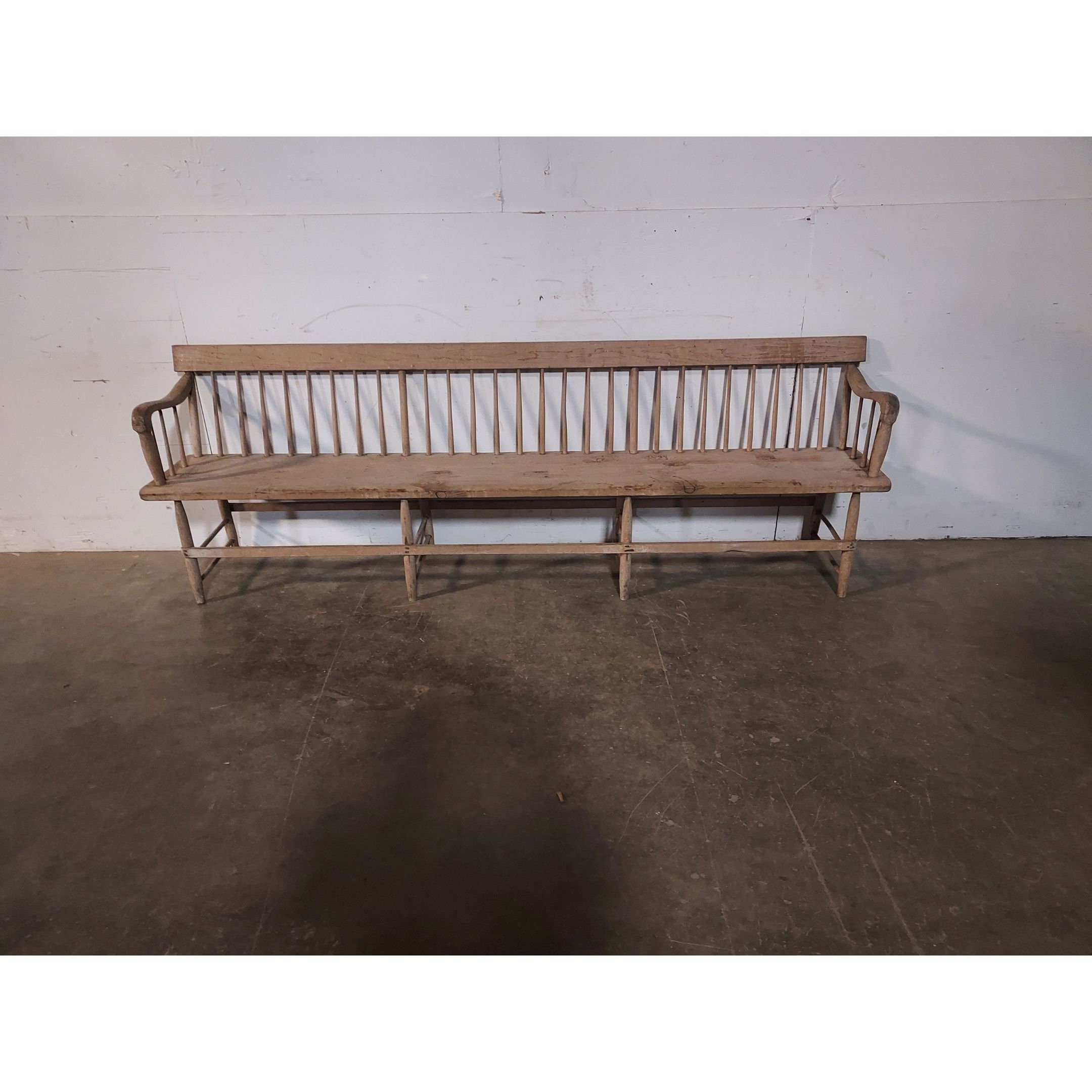 Mid 1800,s Vermont Spindle Back Bench 193223 Shipping is not free