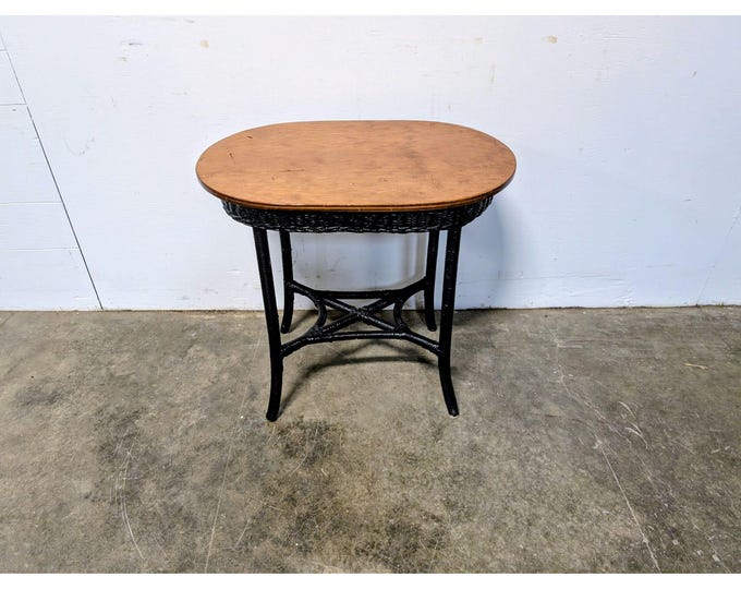1920,s Black Painted Oval Wicker Table # 201094 Shipping is not a 1.00 Shipping is not free please contact us before purchase Thanks