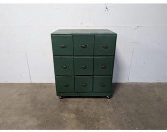 1920,s Nine Drawer Green Painted Cabinet # 198687 Shipping is not a 1.00 Shipping is not free please contact us before purchase Thanks