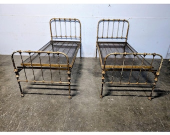 Pair Of Mid 1800,s Iron Beds # 198660 Shipping is not a 1.00 Shipping is not free please contact us before purchase Thanks