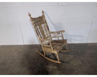 Unusual Late 1800,s Oak Painted Rocking Chair # 196642 Shipping is not a 1.00 Shipping is not free please contact us before purchase Thanks