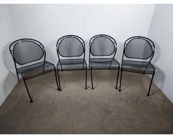 Set Of Four 1950,s  Metal And Mesh Chairs # 194439 Shipping is not free please conatct us before purchase Thanks